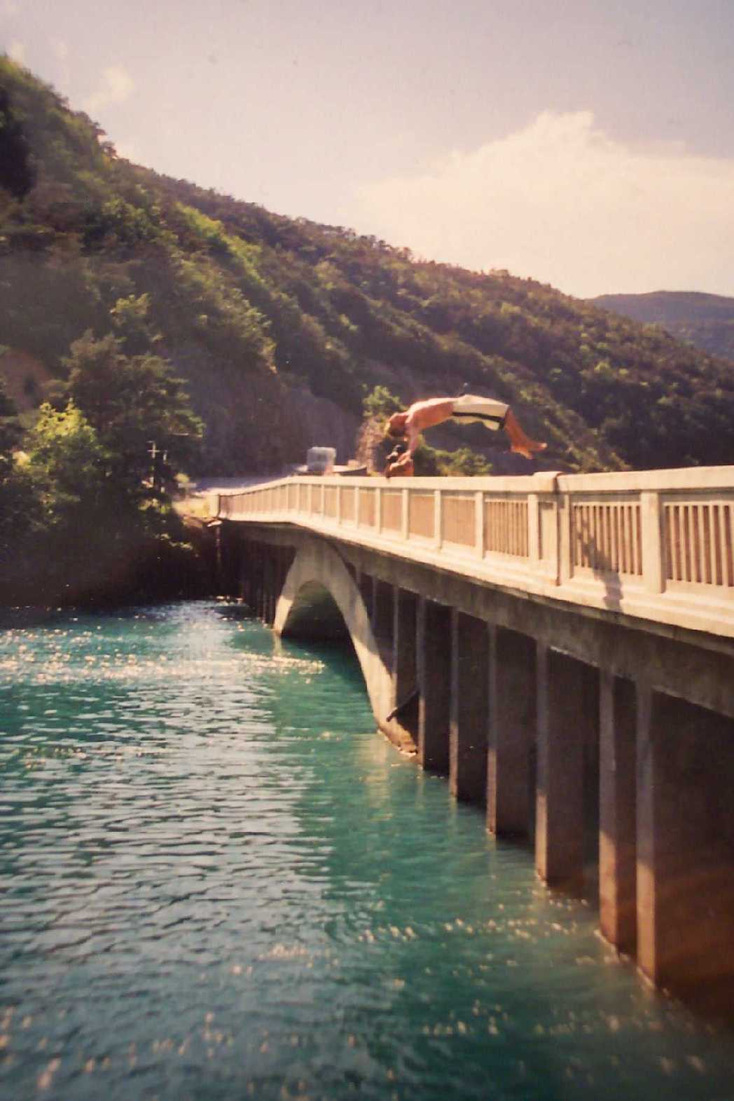 Backflip from a bridge