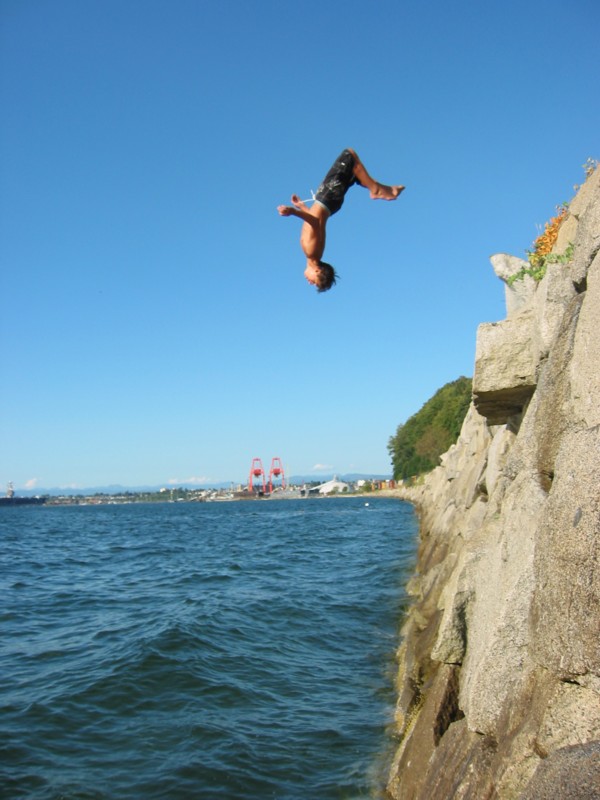 Backflip off Beach Rocks