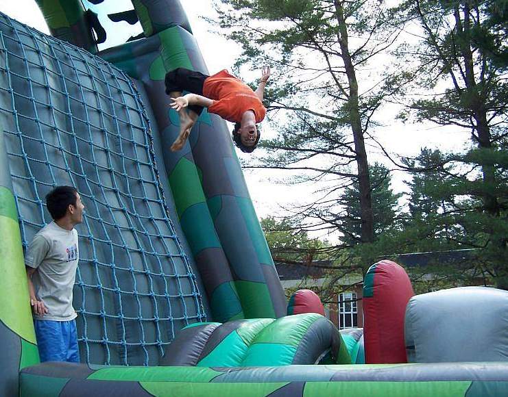 Backfliping the Inflatable Rockclimbimg wall.