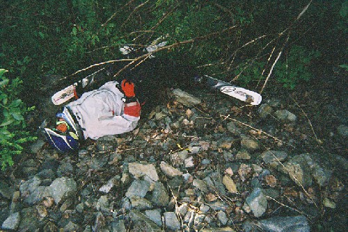 Backyard skiing part trois - So there's the damage. The only thing to stop you at the bottom of this