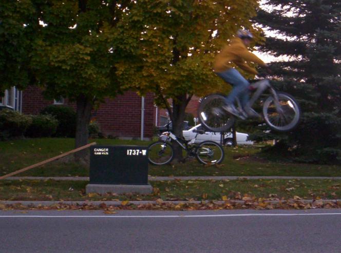 Bike Jump over Green Box (Side View)