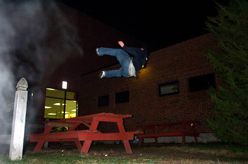 bio 5 off picnic table at night