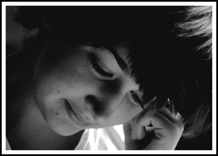 Black and White Candid Portrait