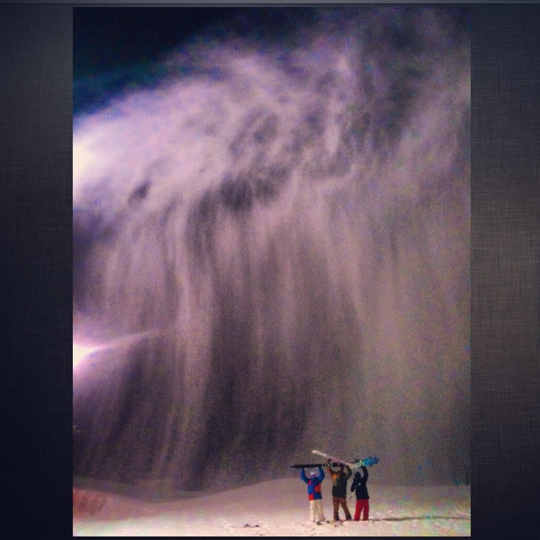 Blowing snow under the lights 