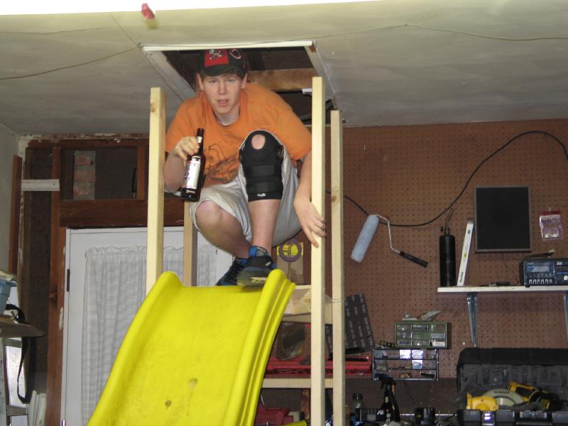 Bud light in hand testing the slide