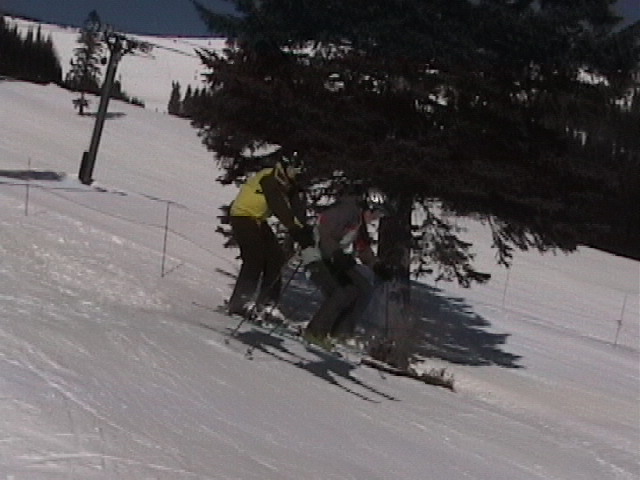 Catching air on "TANDEM SKIS"