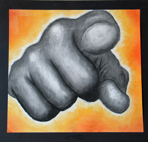 charcoal sketch of a hand