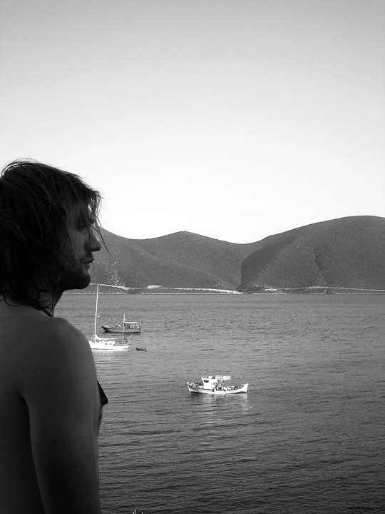 Checking out the view from my balcony, b&w style