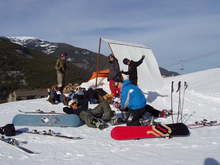 Chilln at the bottom after a day of hitting rails. what its all about!