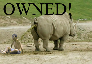 chineese kid gets pooed on by a rhino