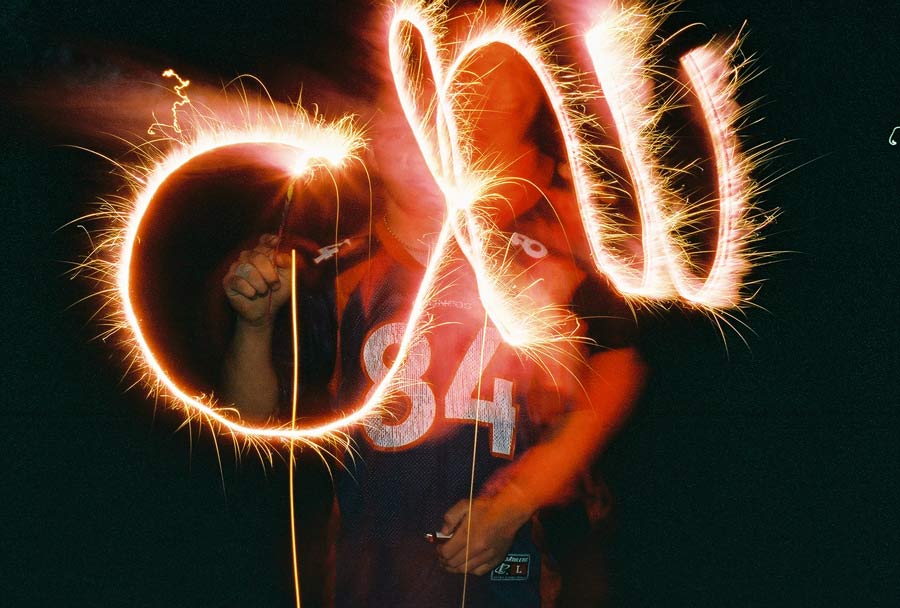 Chuck trying to write his name