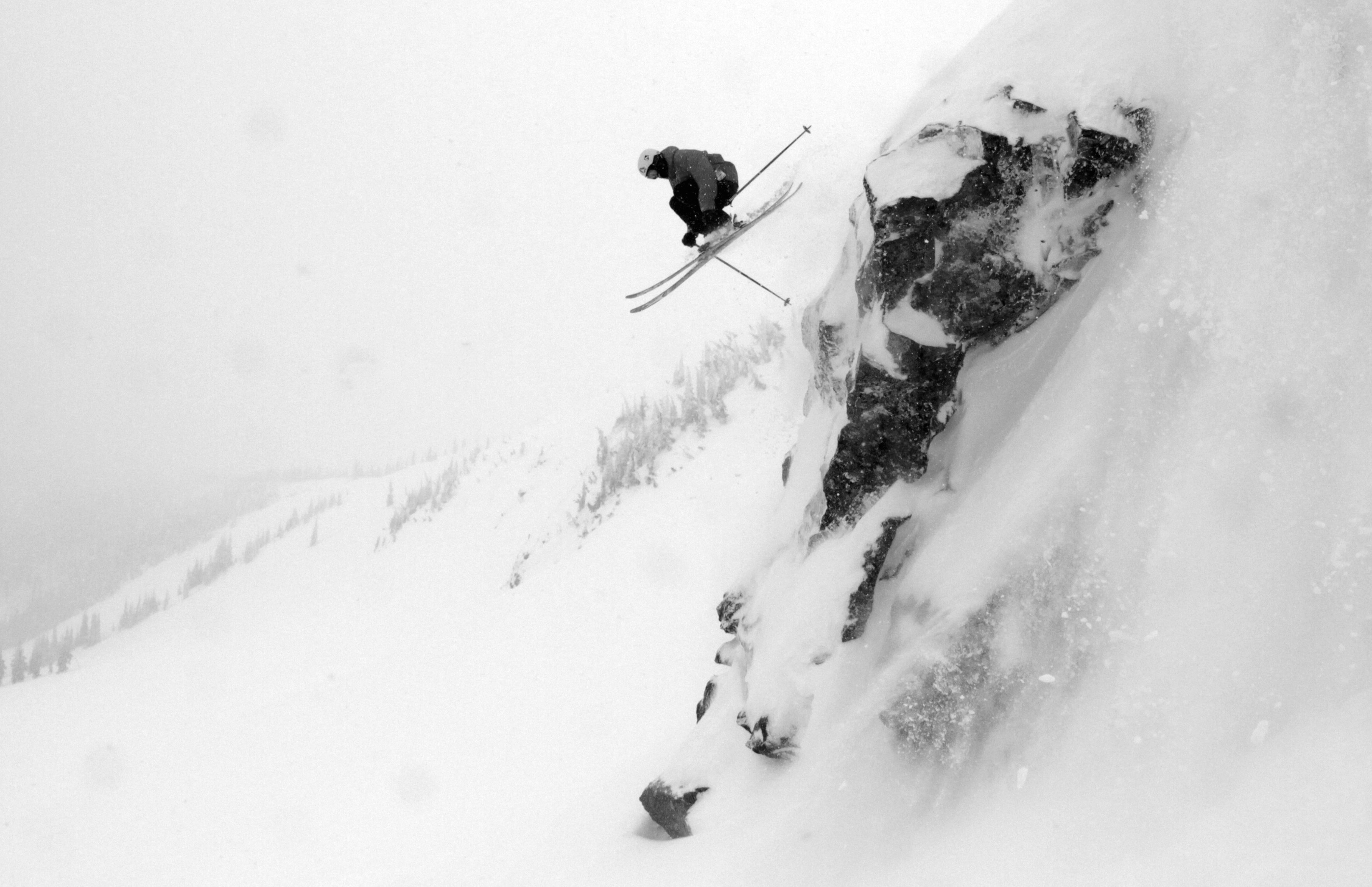 Cliff dropping sluff