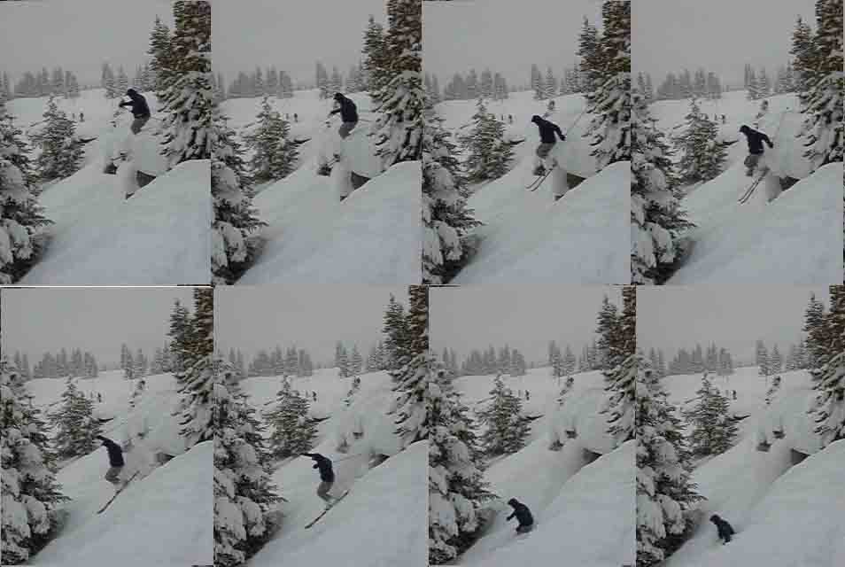 Cliff into deep powder