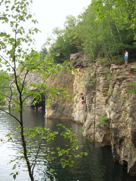 Cliff jumping at a quarry