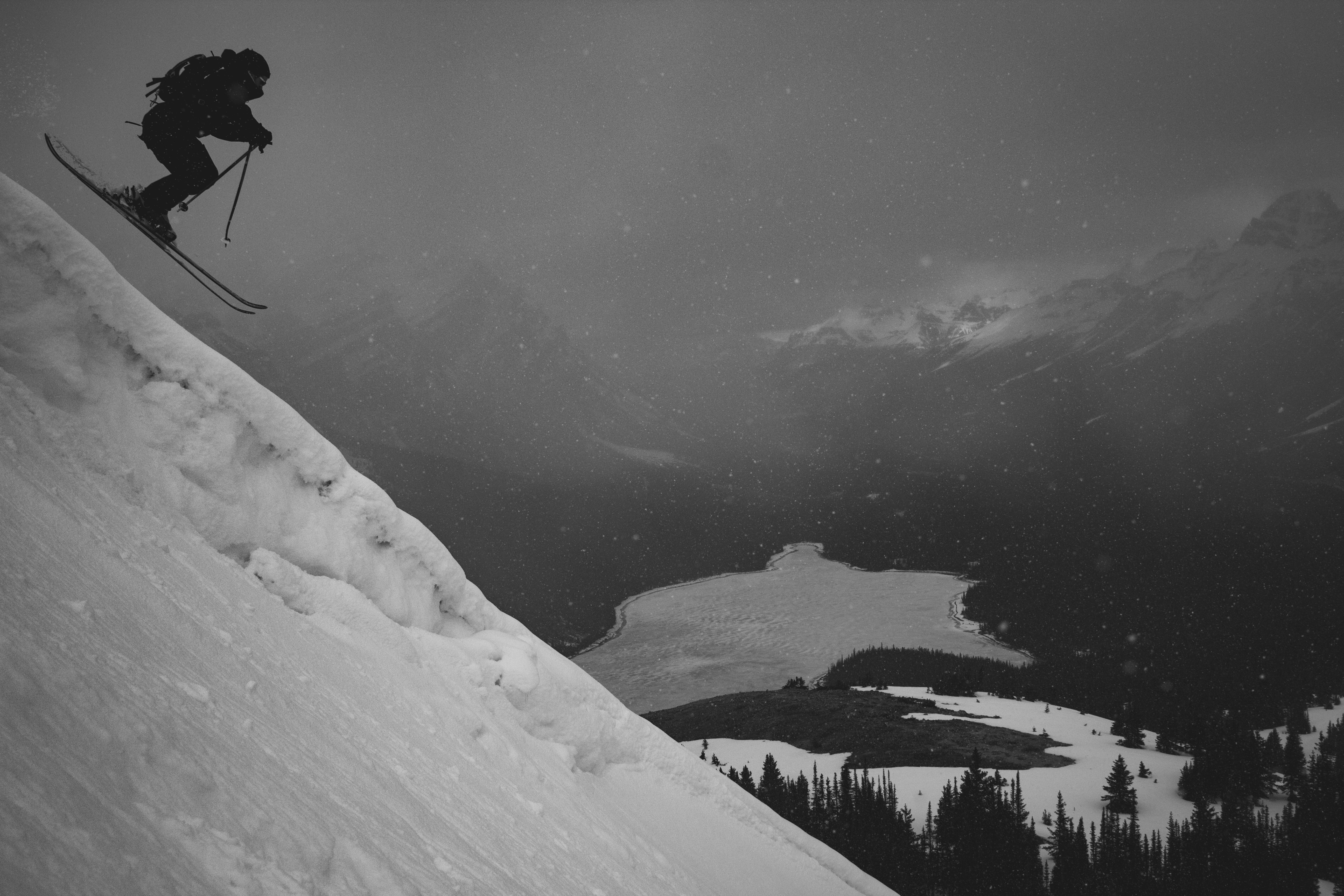 Cornice send above Peyto Lake