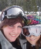 Courteney, me, and my sweet rainbow hat