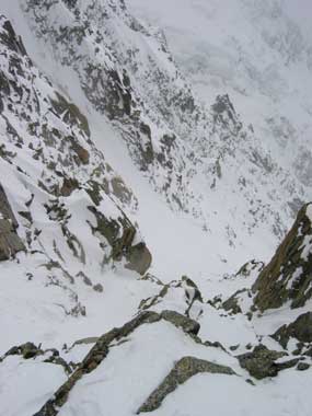 Crampon climbed down this to get to the skiable terrain