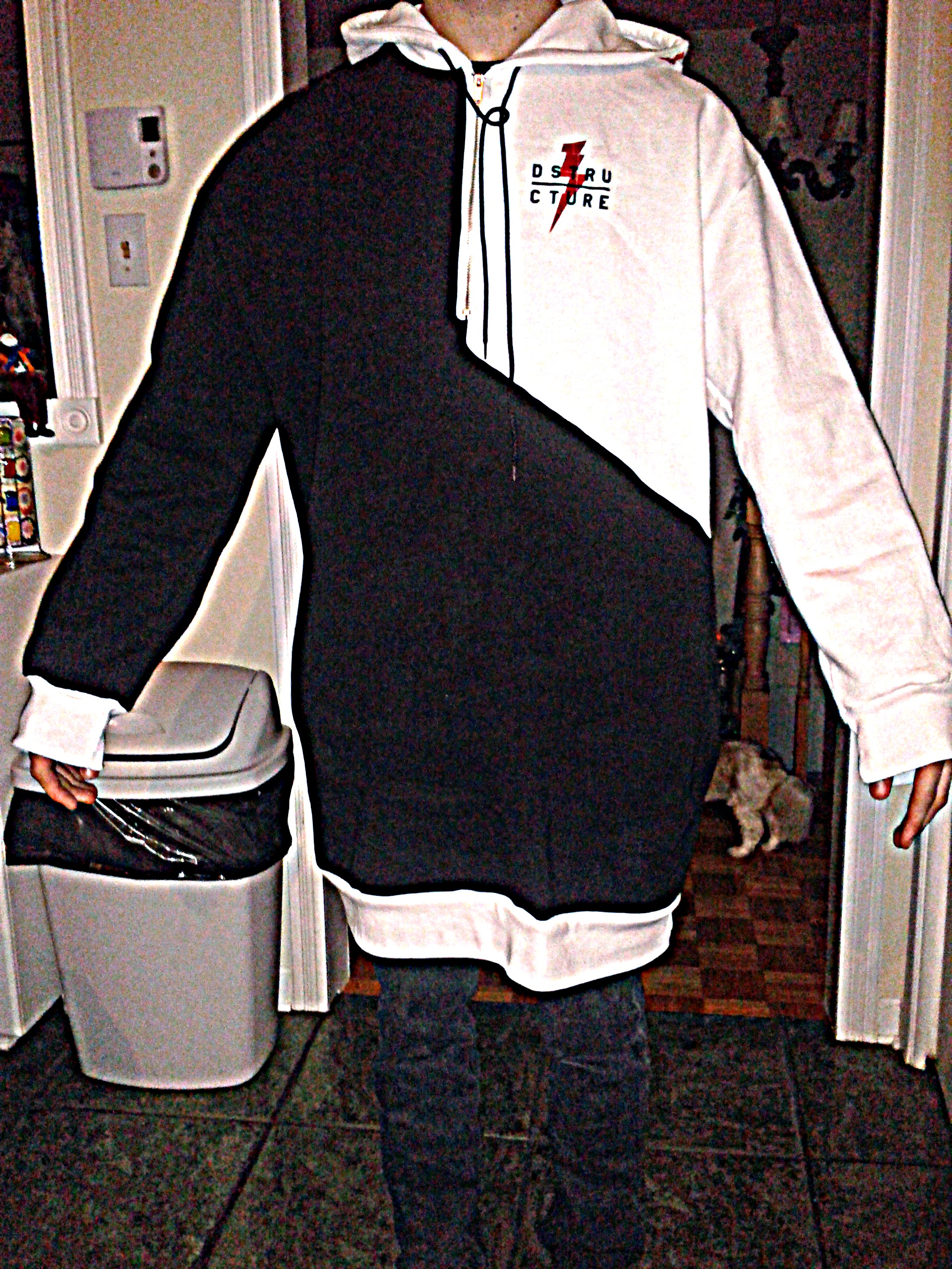 D Structure 2xl BLACK/WHITE Hoodies