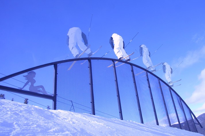 Dan B. slicking the rainbow rail.
