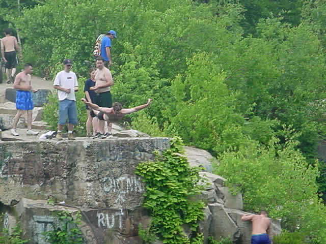 Dive off "Chickenshit" a 40 footer in Milford