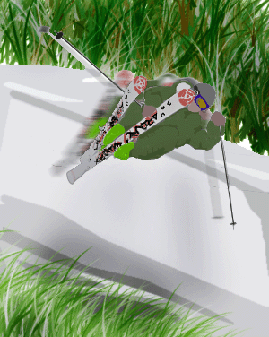 Drew when i was board...a time when skiing and summer grass get along