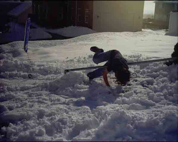 eating it on a snurfer