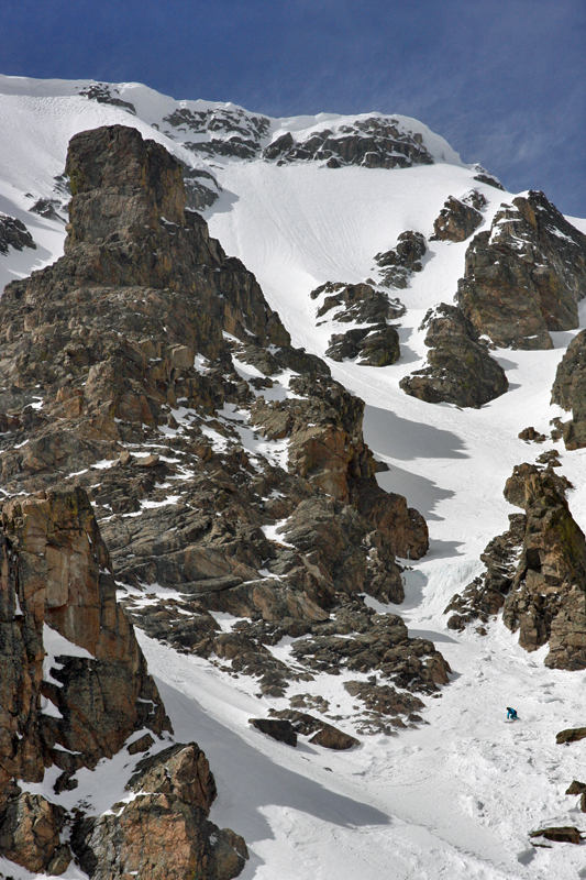 Exiting the Spire Couloir