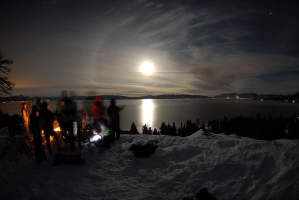 Fire on a hill in tahoe