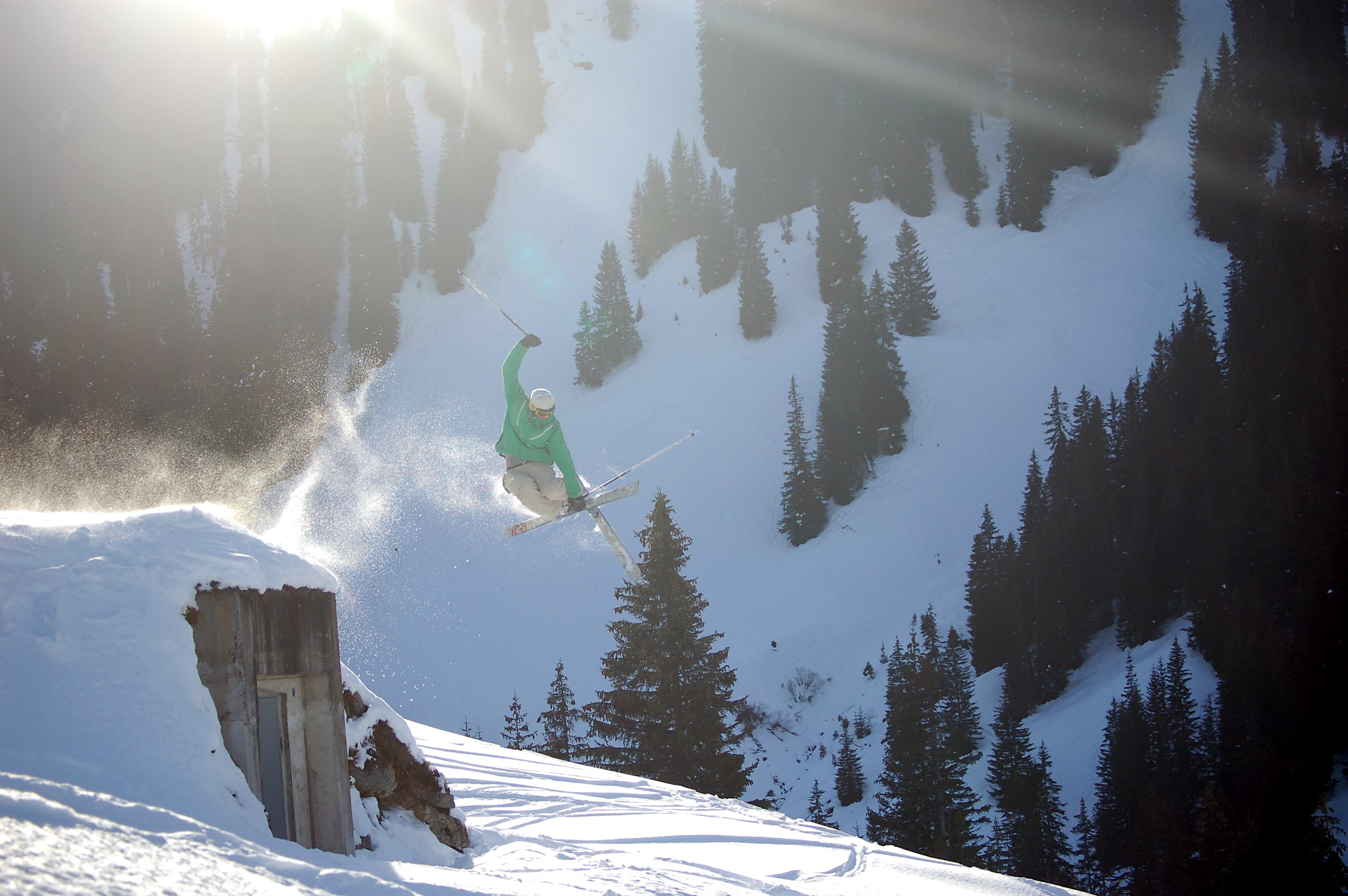 Fun little drop 180 in Silvretta