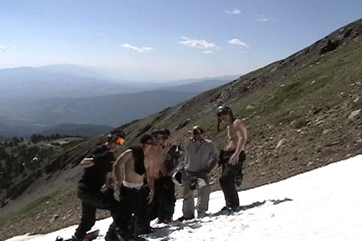 getting turns on July 4th!    me and friends hiking a 1/2 mile drift at 12500 ft.