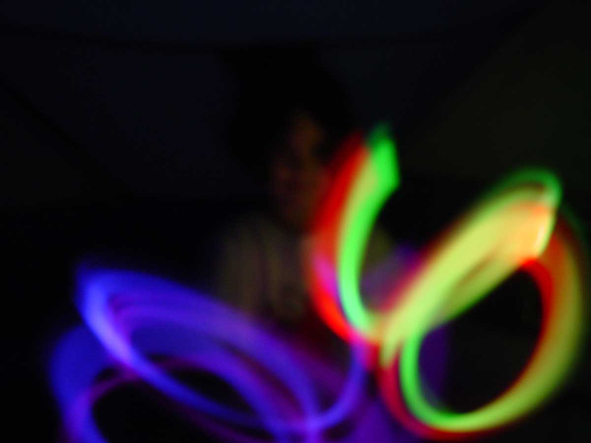 glow sticks in the tent