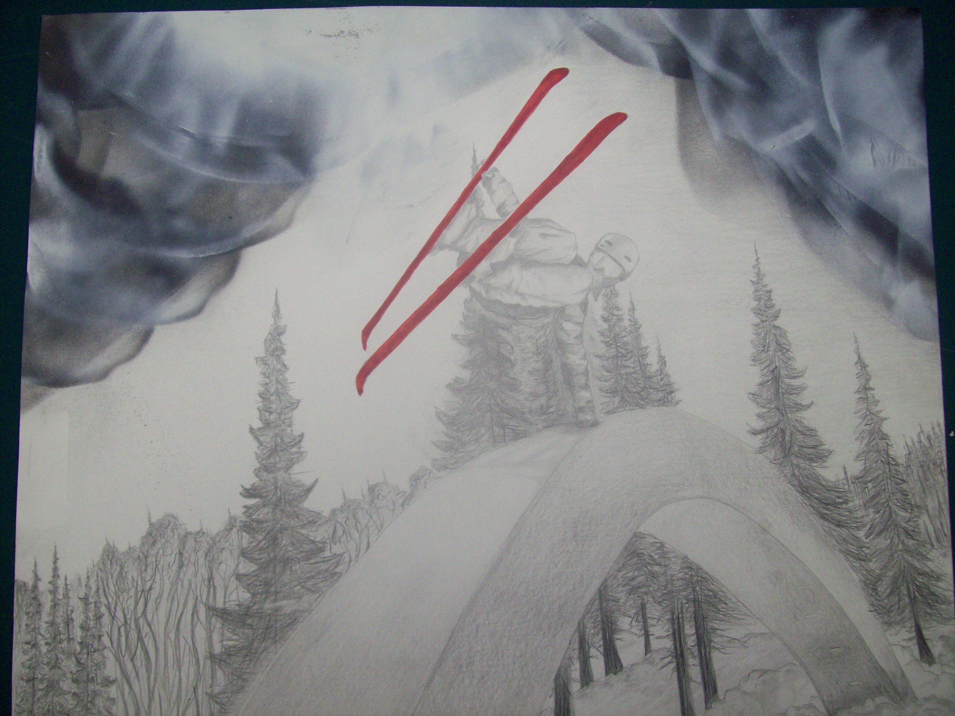 Graphite and spray paint