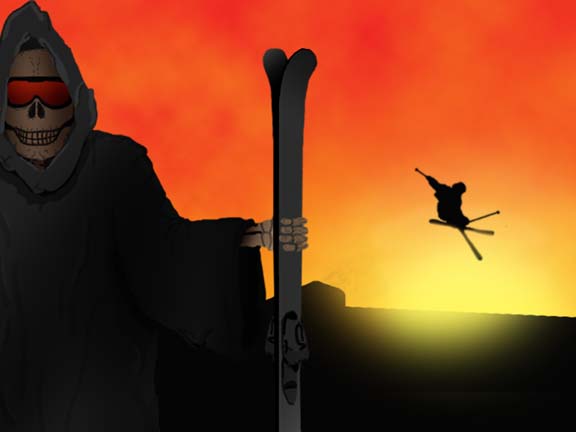 Grim Reaper With Skis (99% from scratch in Photoshop)