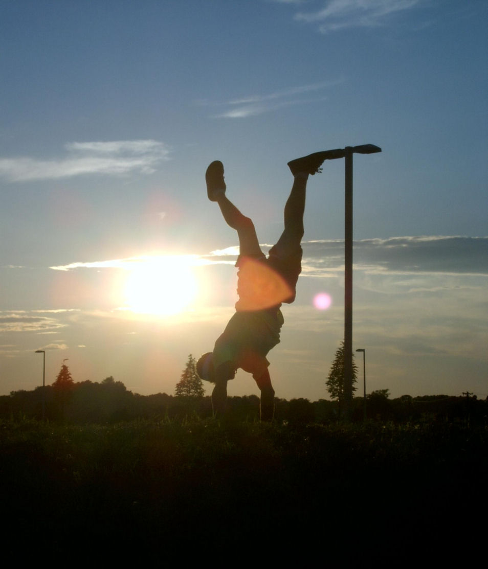 handstand in the sunset