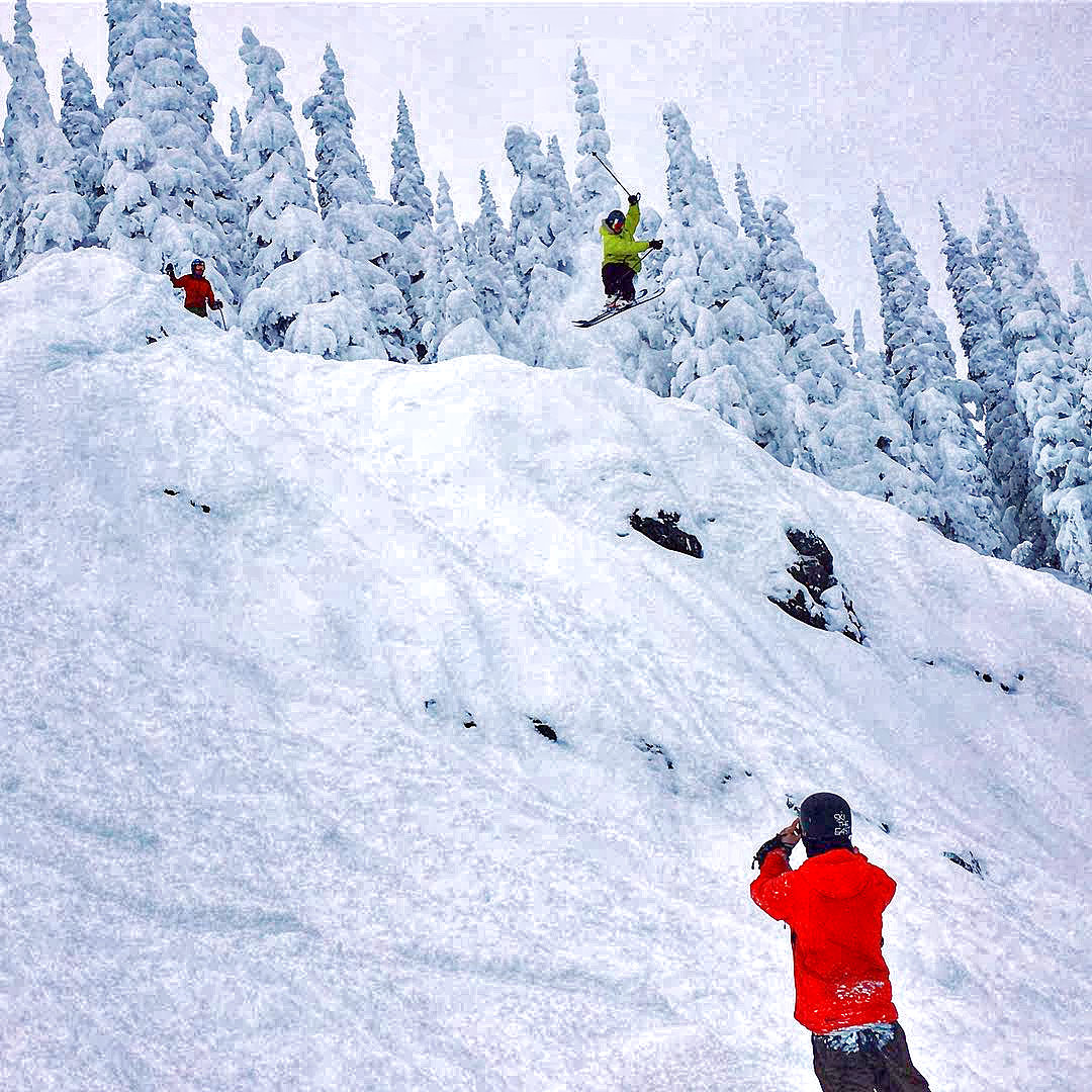 Haskill Slide Cliff Huck at Whitefish Mountain Resort
