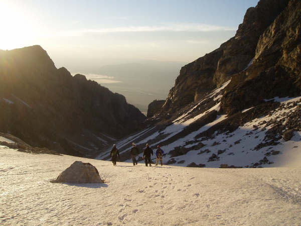 Heading back down the glacier