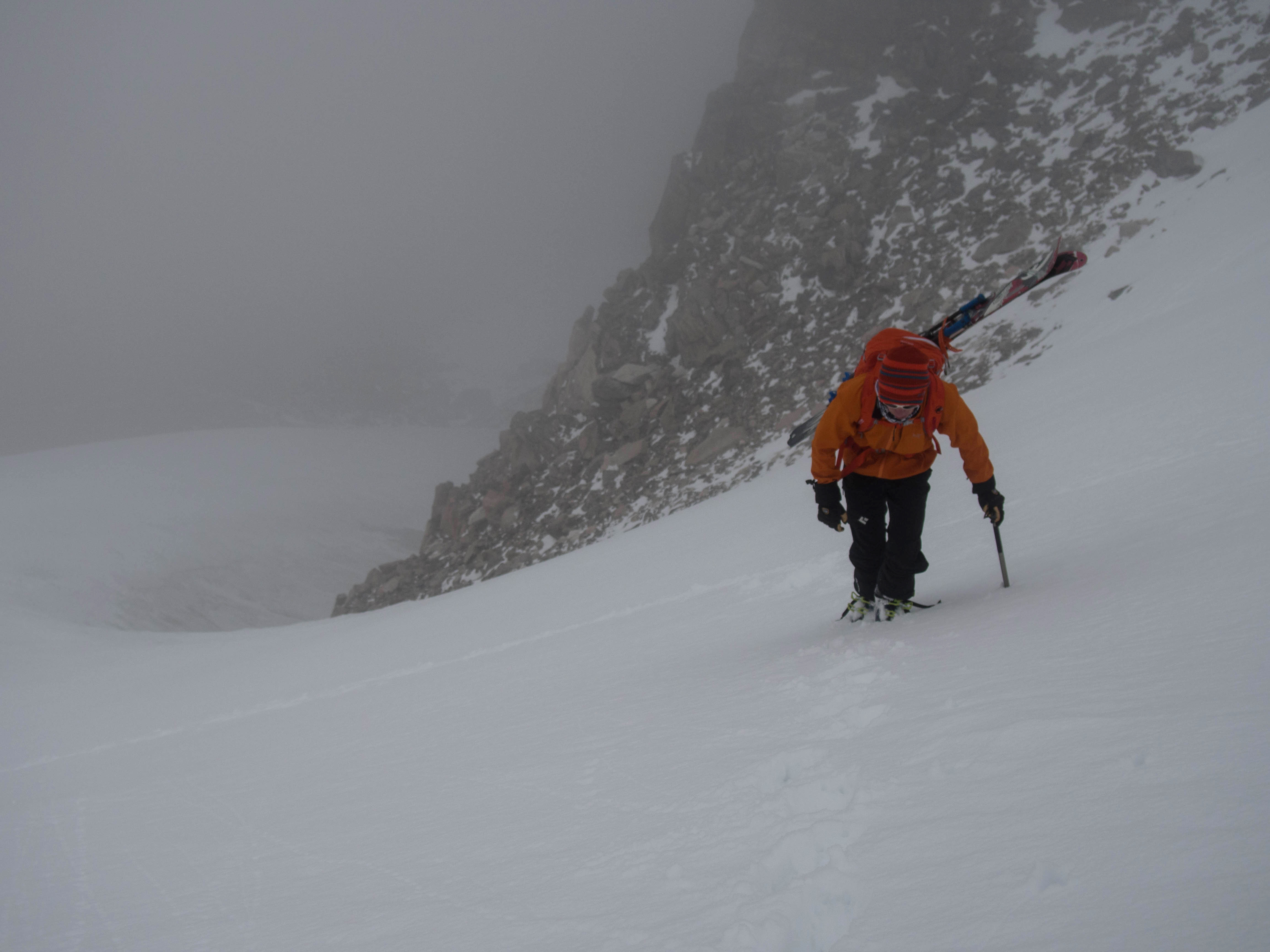 Heading up in the perpetual fog of The Sharkstooth