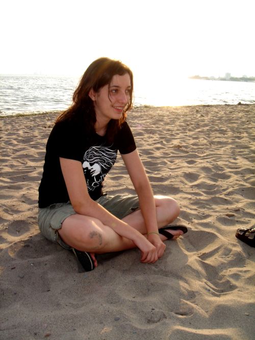 Heathur on the beach