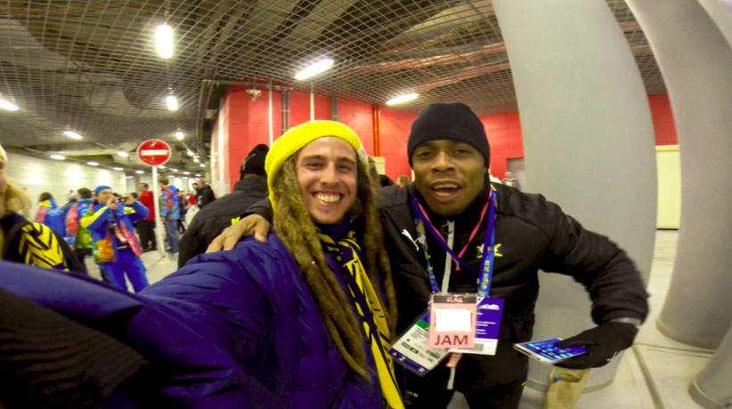 Henrik Harlaut with the Jamaican bobsled team.