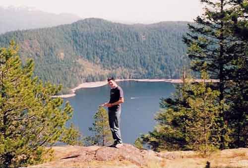 hiked to the top of the hill...