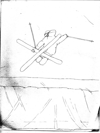 his leg looks broken i know..i drew it on the way home from japan