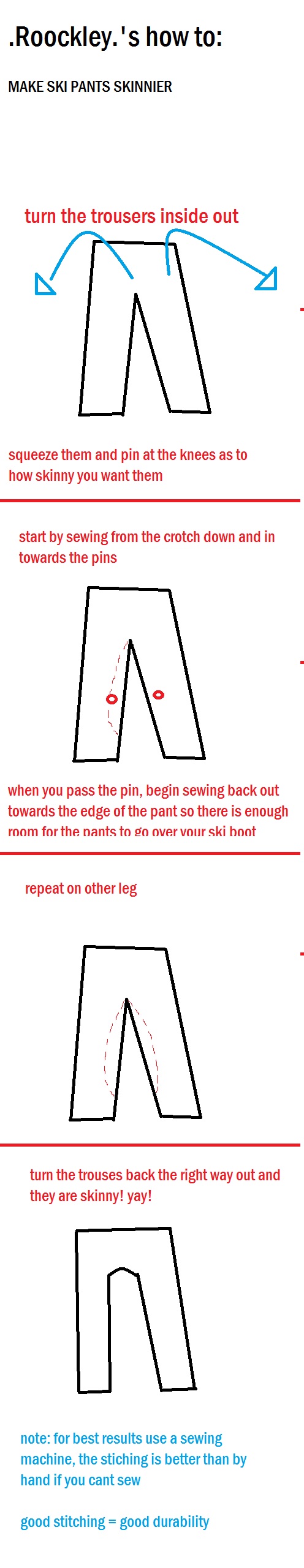 how to make ski pants skinnier