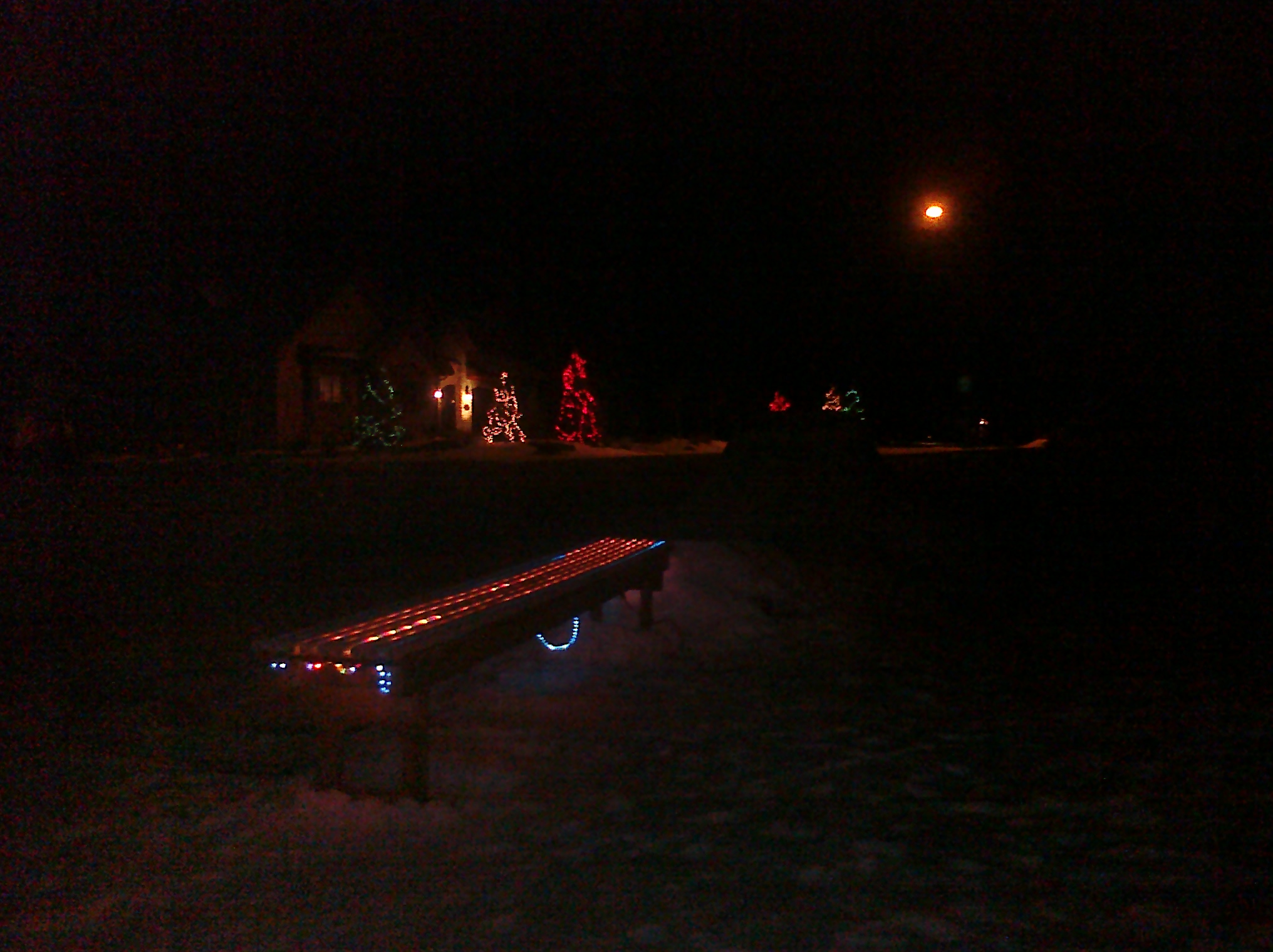 Huck's disco box at night.