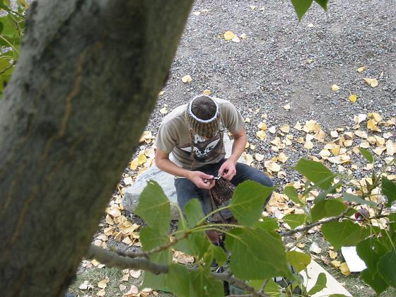 I knit under trees while its not my turn to slackline