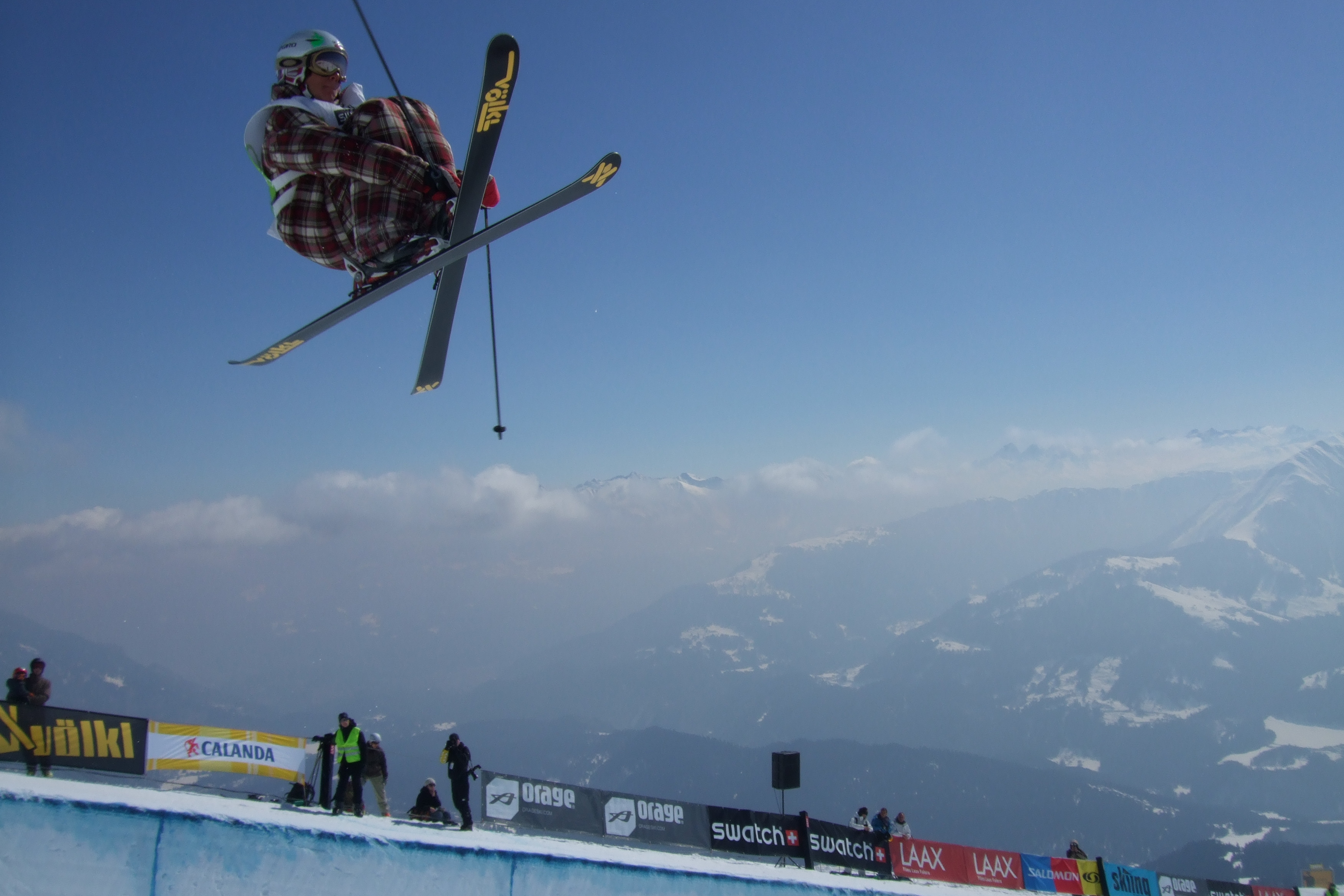 In the pipe at European Freeski Open, Laax, Switzerland