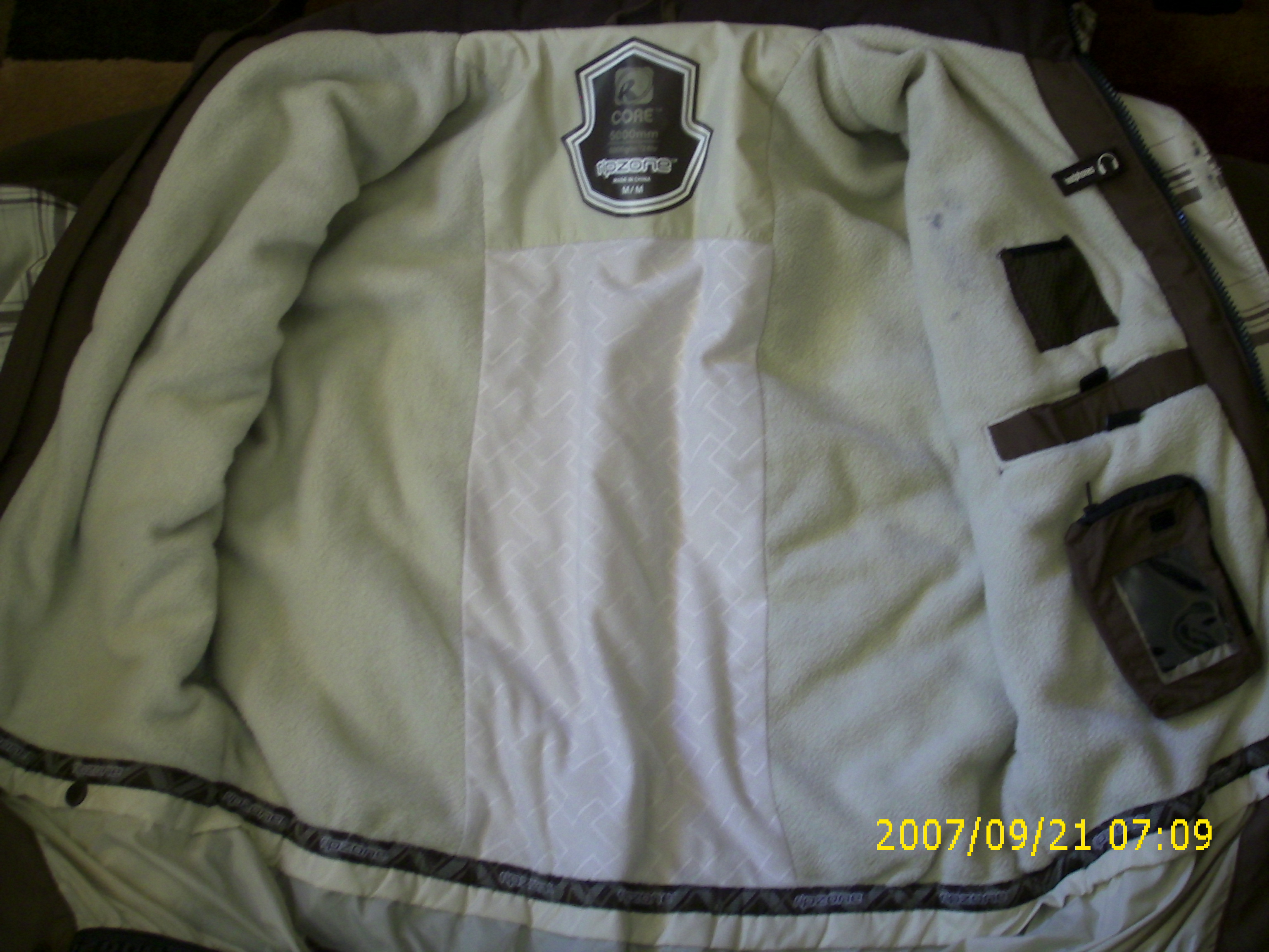 Inside of ripzone jacket