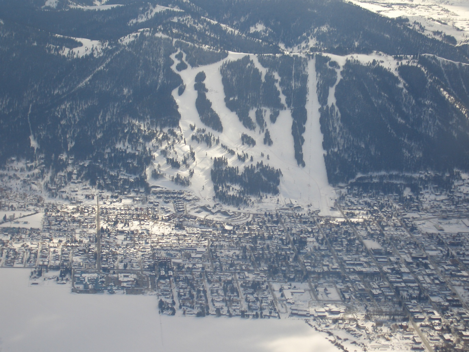 Jackson and snow king from airplane