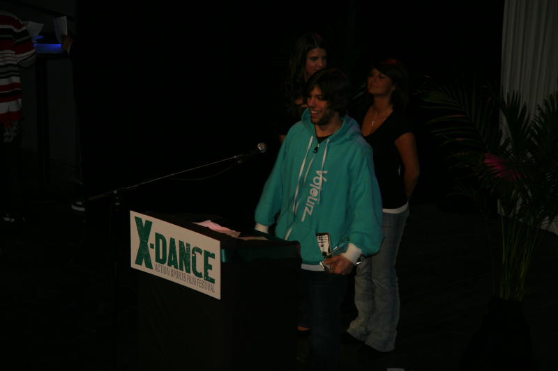 Jan Schuster of Voleurz accepting award for Best Short