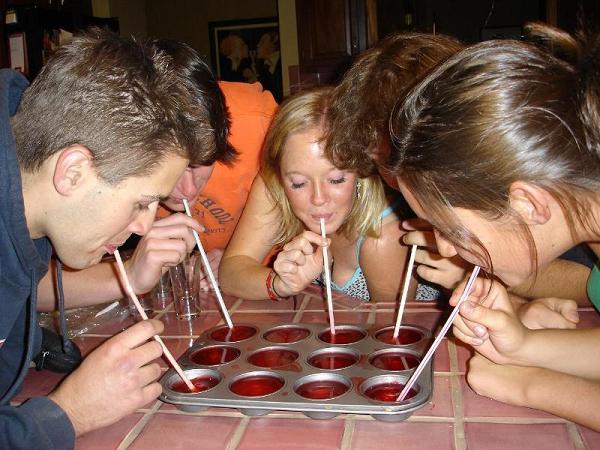 Jello shots being taken by true champions...through straws.