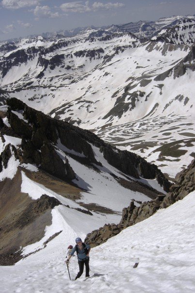 Jen Climbing the Col